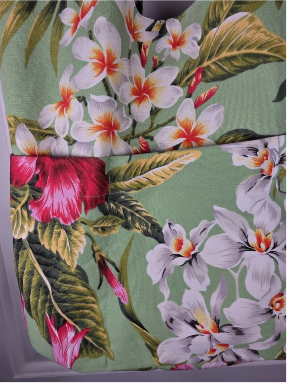 Pinkham Made In Hawaii Reversible Canvas Tote Bag Tropical Hibiscus Floral Black
